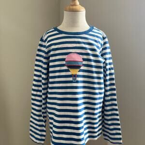 Hanna Andersson Hot Air-Balloon Blue Stripe Shirt 120/6-7Y